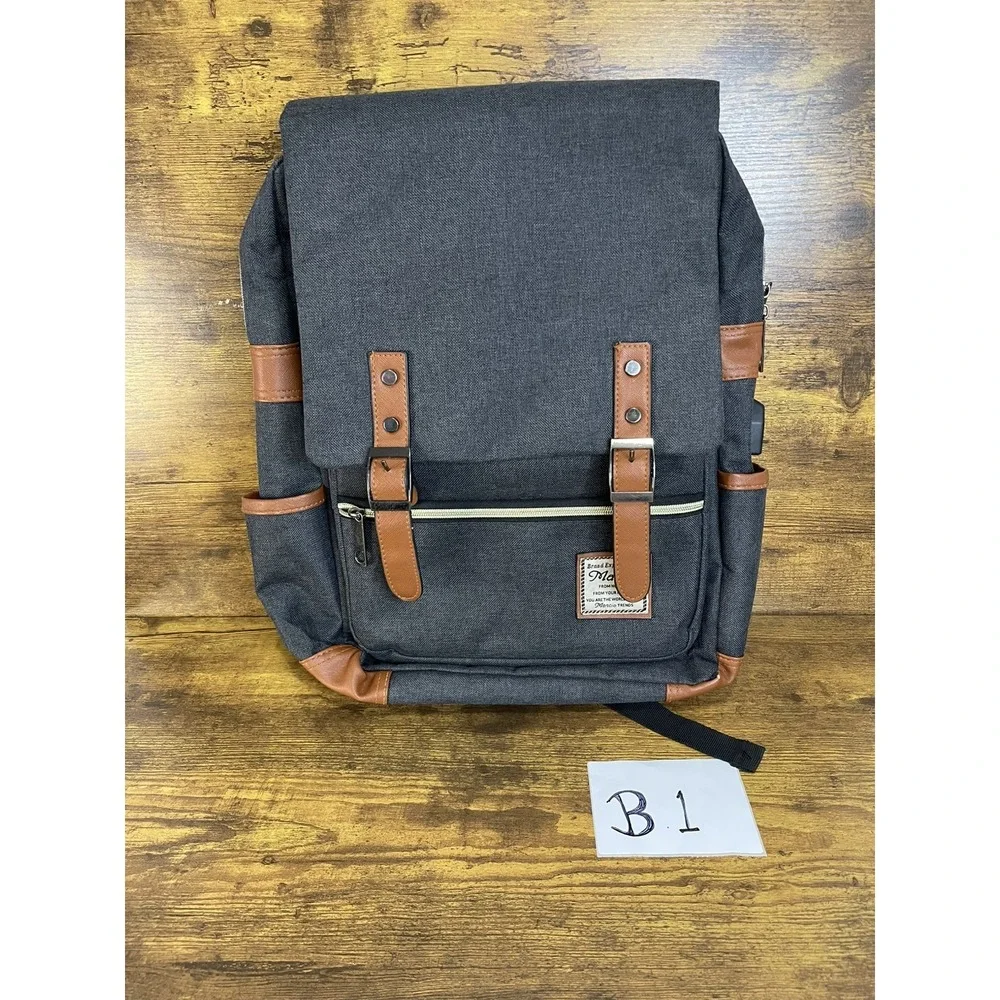 Mancio Vintage Laptop Backpack with USB Charging Port